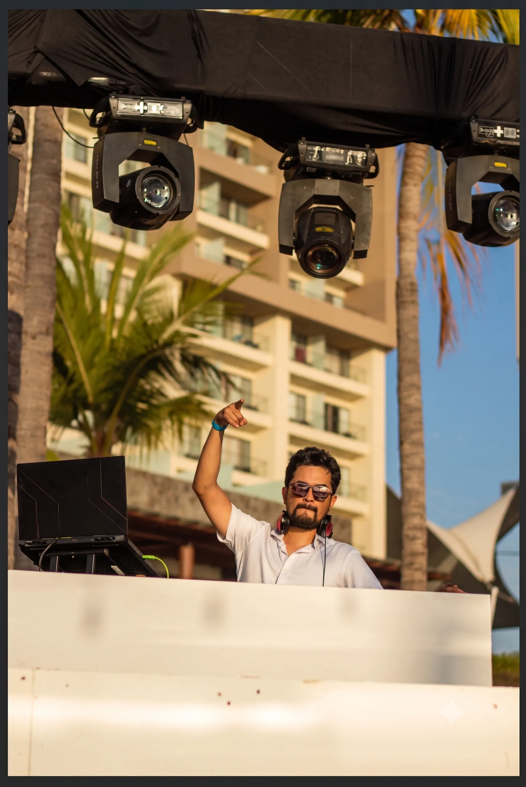 DJ setup for outdoor wedding ceremony in Mexico
